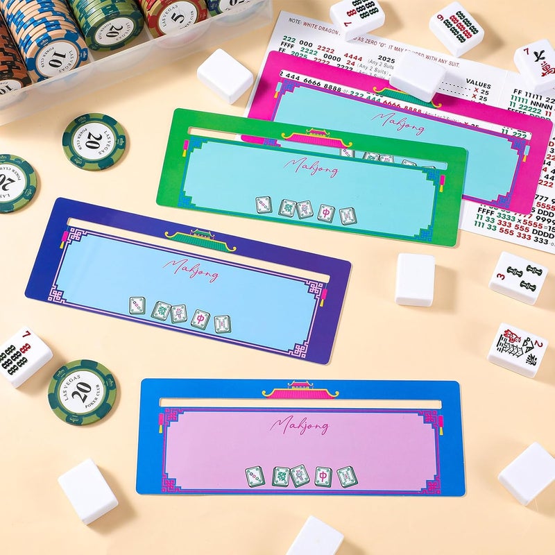 Faccito 4 Pcs Mahjong Card Guide and Line Finder for Strategy Tool for Beginners, for Travel, Parties, Competitions, Game Nights(Multicolor,Cute) - Image 3